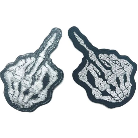 Patch Skeleton Bone Finger Outlaw Motorcycle Biker MC Club Sew Iron Badge 6 E1 - Picture 4 of 7